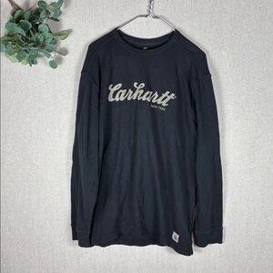 Carhartt > Black Long Sleeve Waffle Tee Relaxed Fit Large
